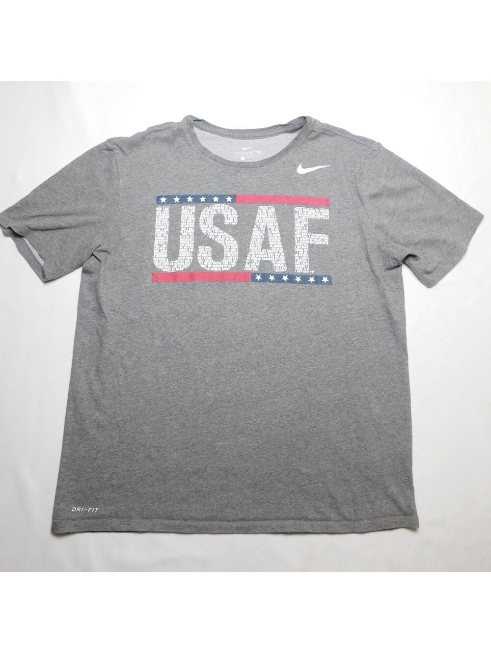 Nike USAF Air Force Creed Shirt Mens Large Gray Dri-Fit Athletic Cut Graphic Tee